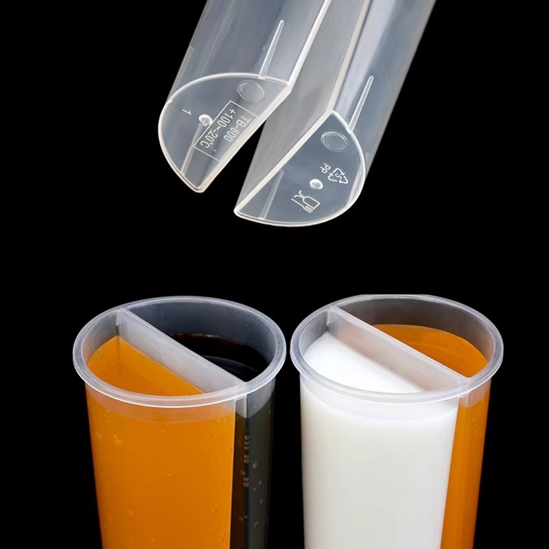 OEM Clear 500ml Double Share Twins Cup Two Compartment Disposable Split Cups Manufacturers, Exporters