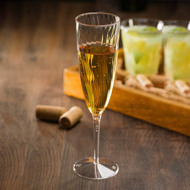 Cheap Disposable 6 oz One Piece Stemmed Plastic Wine Glasses Plastic Champagne Flutes for Weddings and special Celebrations  Factories, Pricelist