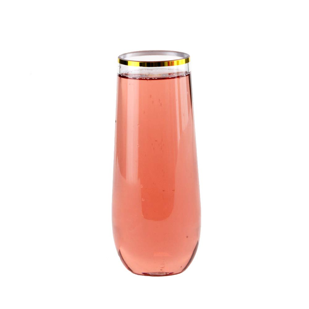 China Charmlite Stemless Plastic Champagne Flutes Disposable 9 oz Gold Rim Clear Plastic Toasting Glasses Shatterproof Recyclable and BPA-Free - 10 oz Manufacturer, Quotes
