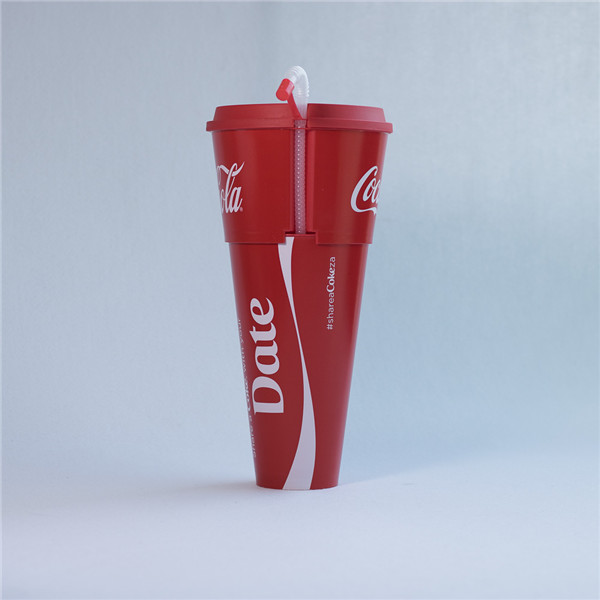 OEM Charmlite 1000ml two in one 2-1 pp plastic drinking cup customize hard pp cup with snack bowl and straw Manufacturers, Factories
