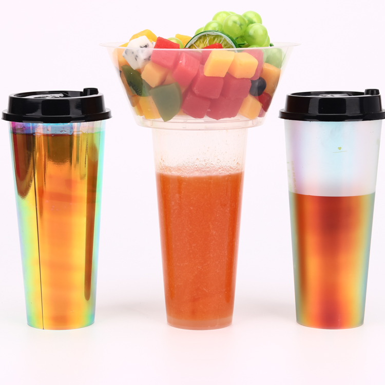 High-Quality Stackable Customized 24oz Rainbow PP Cup IML Plastic Bubble Cup Factory, Exporter