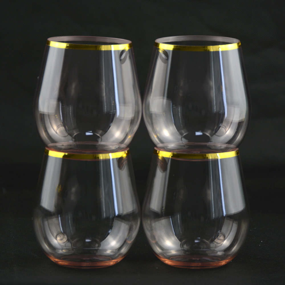 Wholesale 18oz Plastic Stemless Wine Glass Outdoor Unbreakable Reusable Plastic Wine Cup for Wedding Supplier, Suppliers