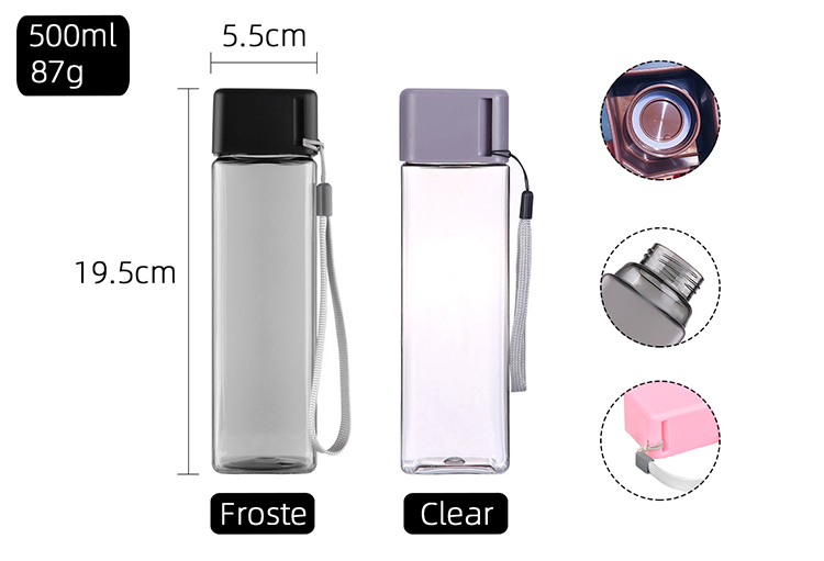 Best Ergonomic 16oz Square Water Bottle with Secure Lid and Carrying Lanyard Supplier, Pricelist