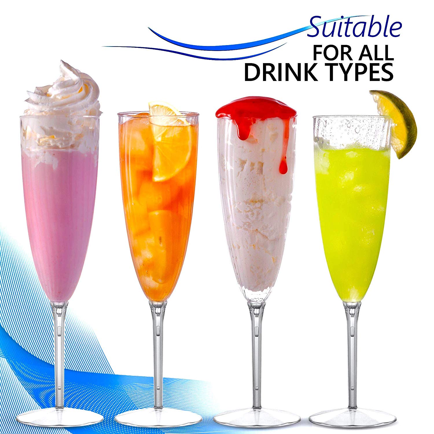 Cheap Disposable 6 oz One Piece Stemmed Plastic Wine Glasses Plastic Champagne Flutes for Weddings and special Celebrations  Factories, Pricelist