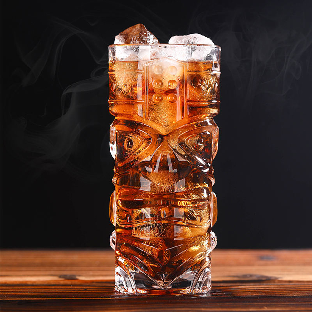 Buy Vintage Tribal Design Tiki Mug Hawaiian Party Barware Exotic Plastic Cocktail Glass Clear Tiki Mug Supplier, Factory
