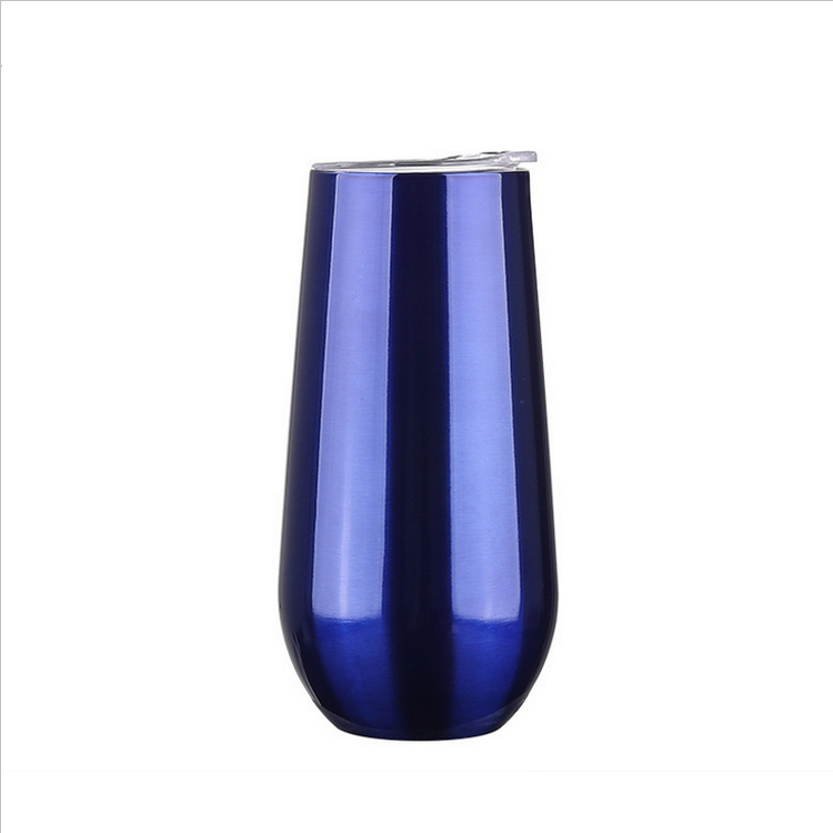 High-Quality 6oz mini double wall stemless wine glass, stainless steel vacuum insulated Champagne Flutes Wine Tumbler with lid Manufacturers, Quotes