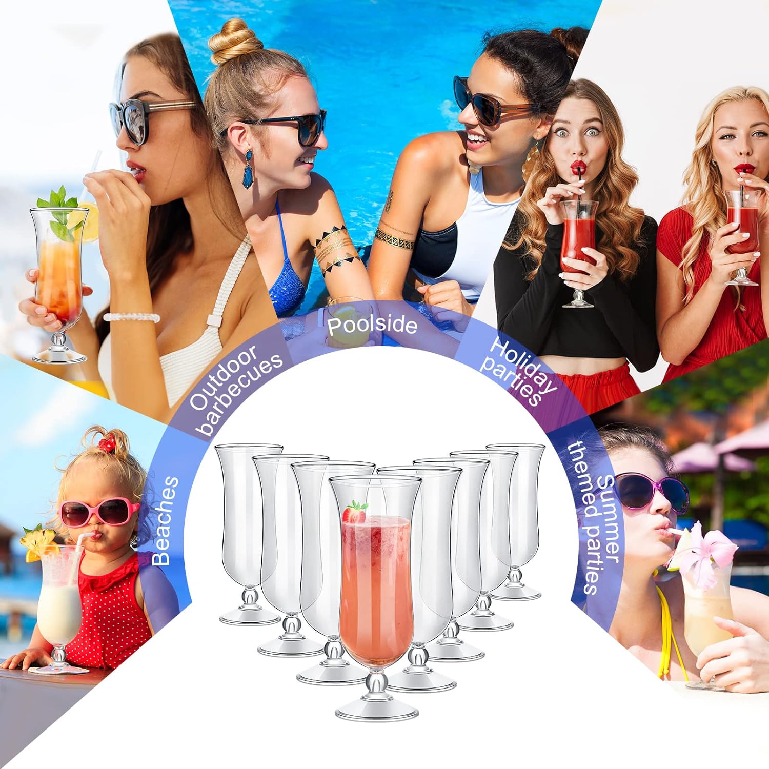 OEM 15oz Plastic Goblet Hurricane Cocktail Glass Tropical Pina Colada Cocktail Cups for Juice Margarita Suppliers, Pricelist