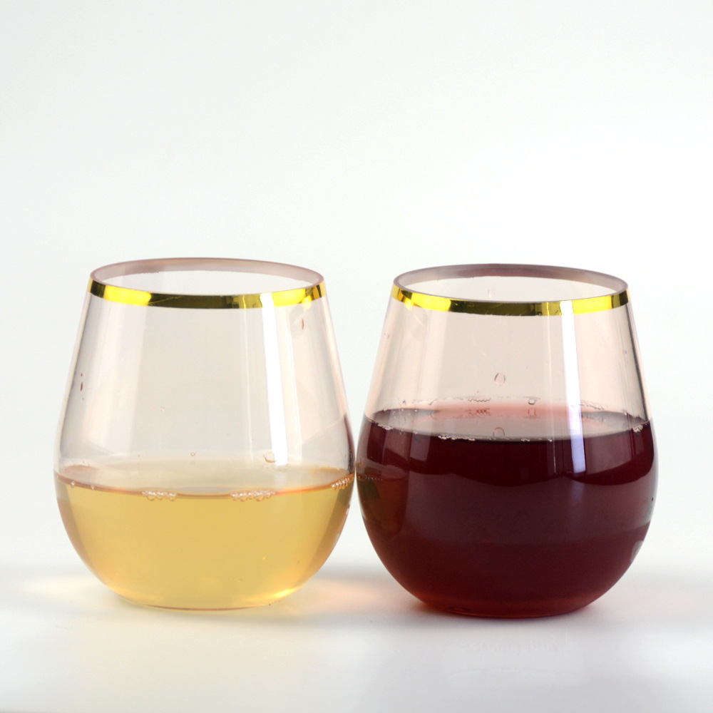 Wholesale 18oz Plastic Stemless Wine Glass Outdoor Unbreakable Reusable Plastic Wine Cup for Wedding Supplier, Suppliers
