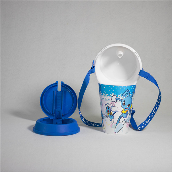 OEM Charmlite 1000ml two in one 2-1 pp plastic drinking cup customize hard pp cup with snack bowl and straw Manufacturers, Factories