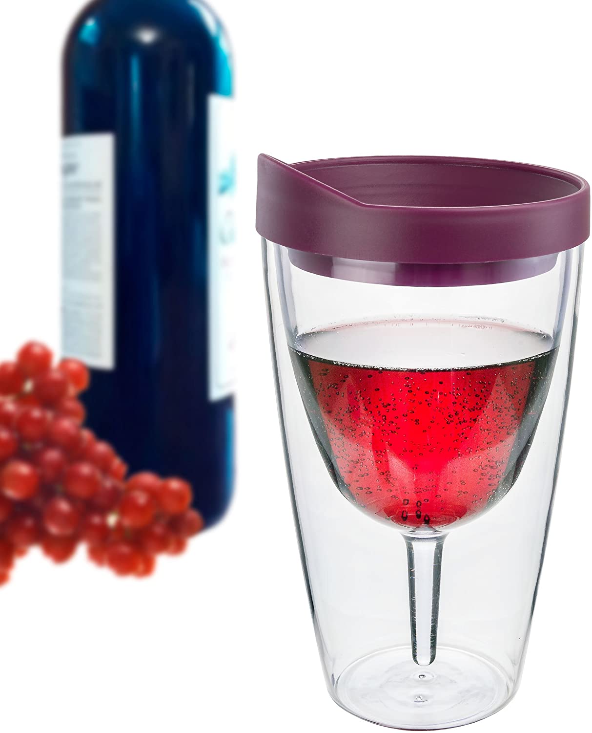 OEM Amazon best seller 10oz plastic wine glass transparent wine tumblers double wall insulated wine cups with lid Manufacturer, Supplier