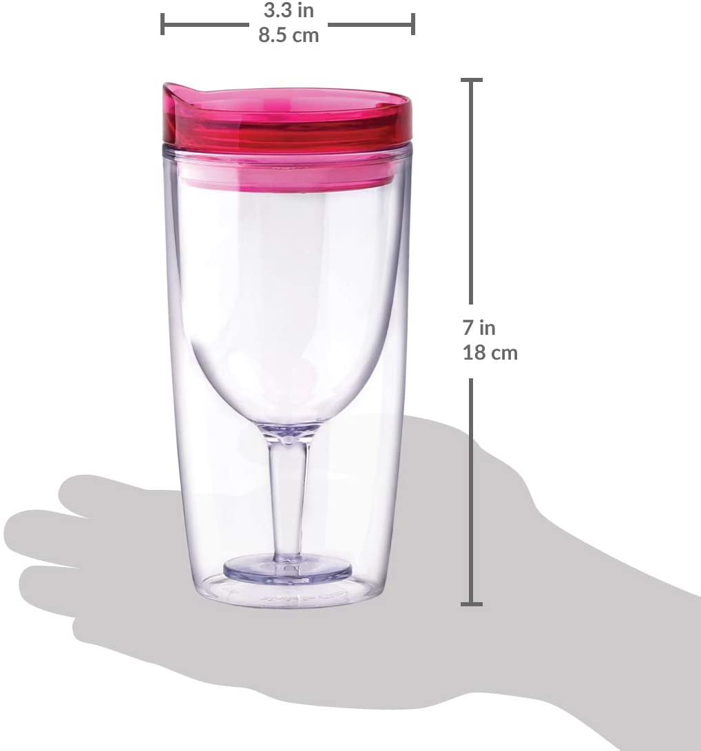Best 10oz BPA Free Portable Wine Glass,double wall wine cup with drink-through lid, Double Wall Insulated plastic Wine Glass Tumbler Suppliers, Exporters