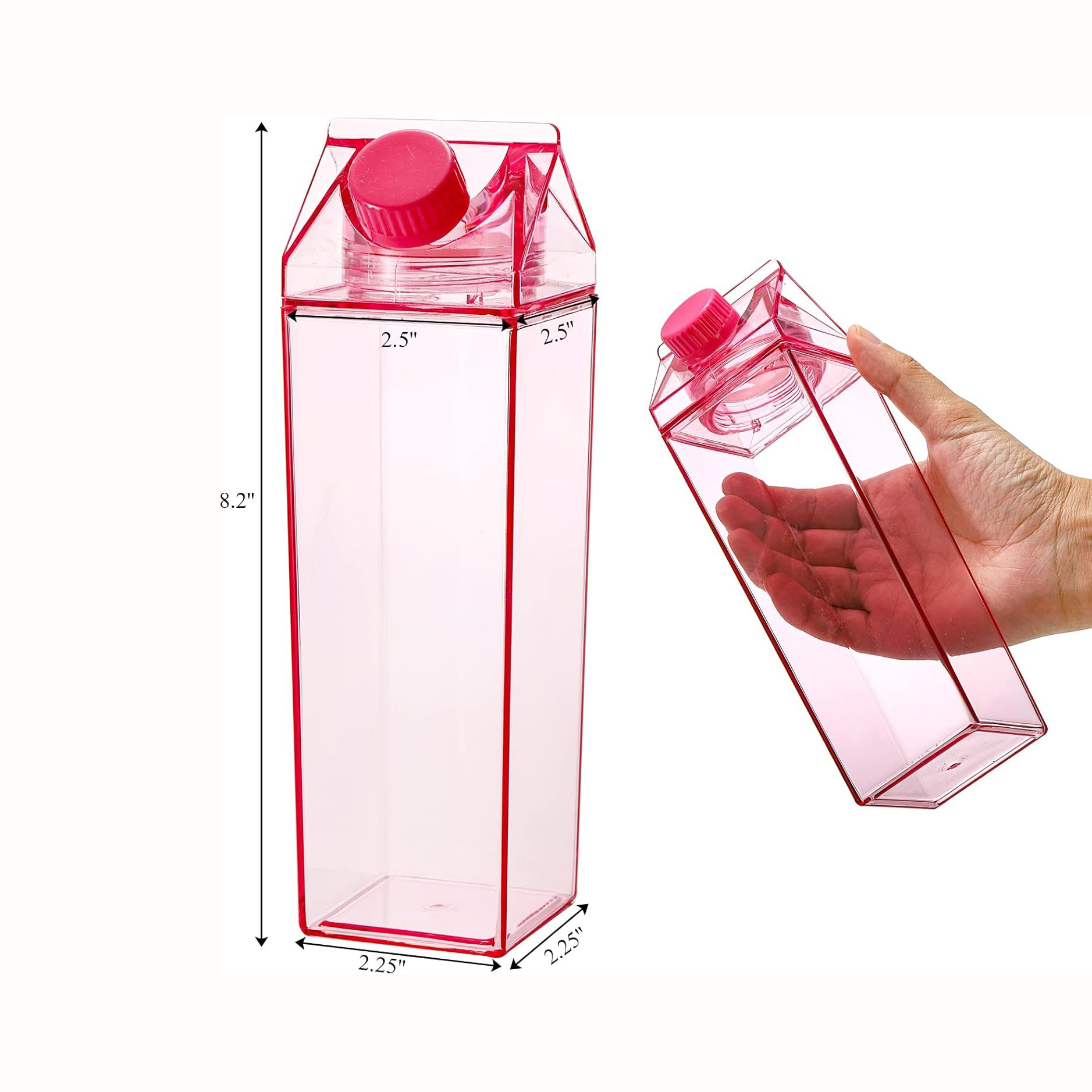 Wholesale 17oz/34oz Plastic Milk Carton Colorful Clear Water Bottle Leakproof Square Juice Bottle for Outdoor Factory, Pricelist