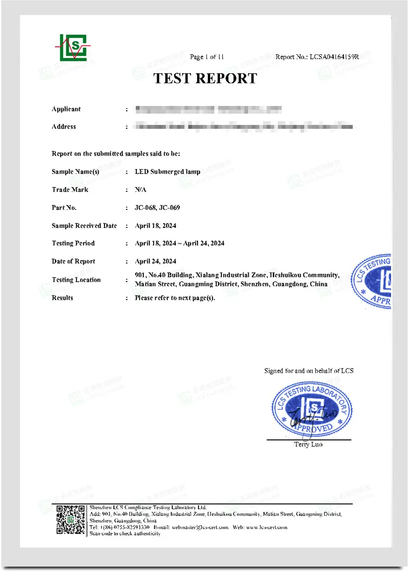 Funtime Plastics product testing certificate