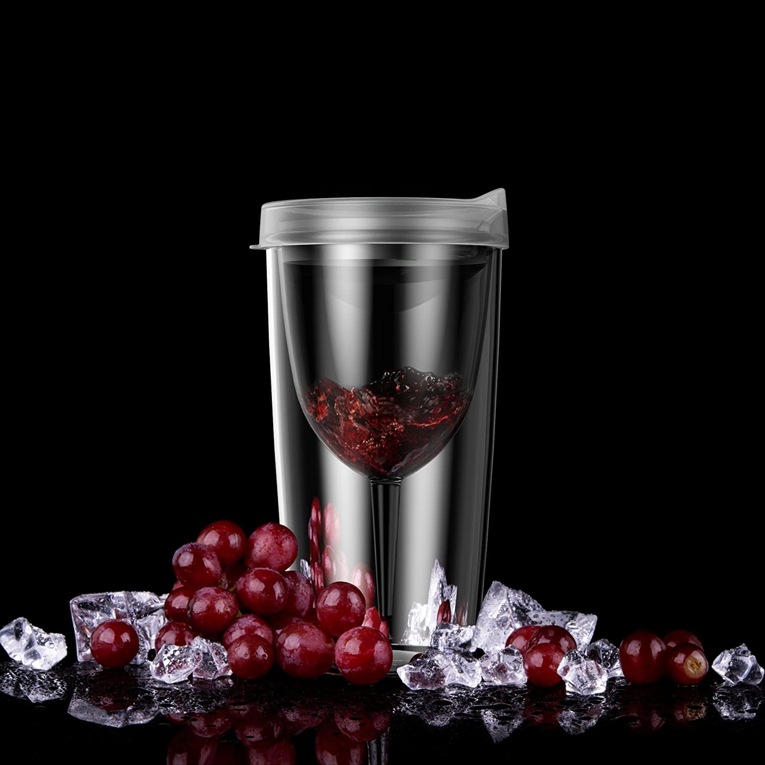 OEM Amazon best seller 10oz plastic wine glass transparent wine tumblers double wall insulated wine cups with lid Manufacturer, Supplier