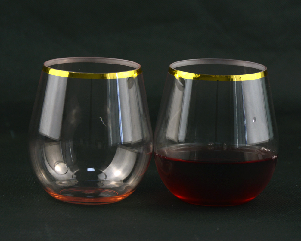 Wholesale 18oz Plastic Stemless Wine Glass Outdoor Unbreakable Reusable Plastic Wine Cup for Wedding Supplier, Suppliers