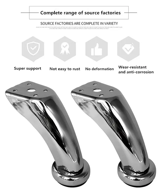 Chrome plated cabinet support feet structure