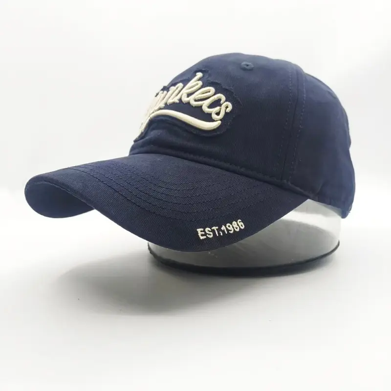 High-Quality Vintage Navy Cotton Baseball Cap with 3D Yankecs Embroidery Supplier, Factories