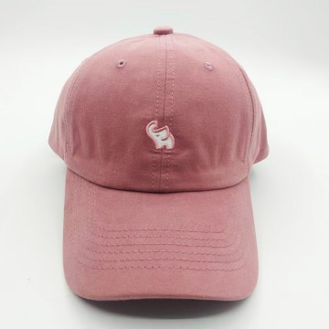 Pink Cotton Baseball Cap with Cute Elephant Embroidery for Women