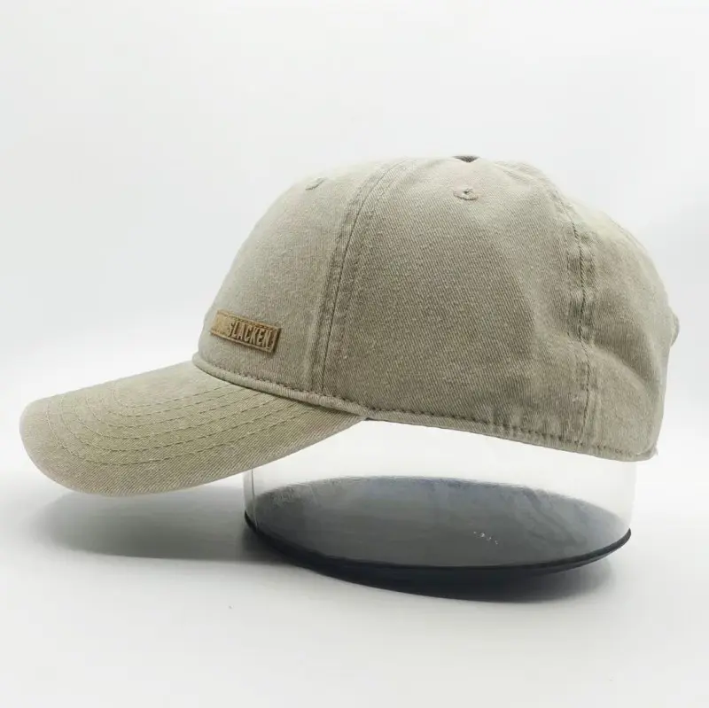 High-Quality 2026 Washed Cotton Baseball Cap with Brown Leather Patch – Vintage Style Manufacturer, Factories