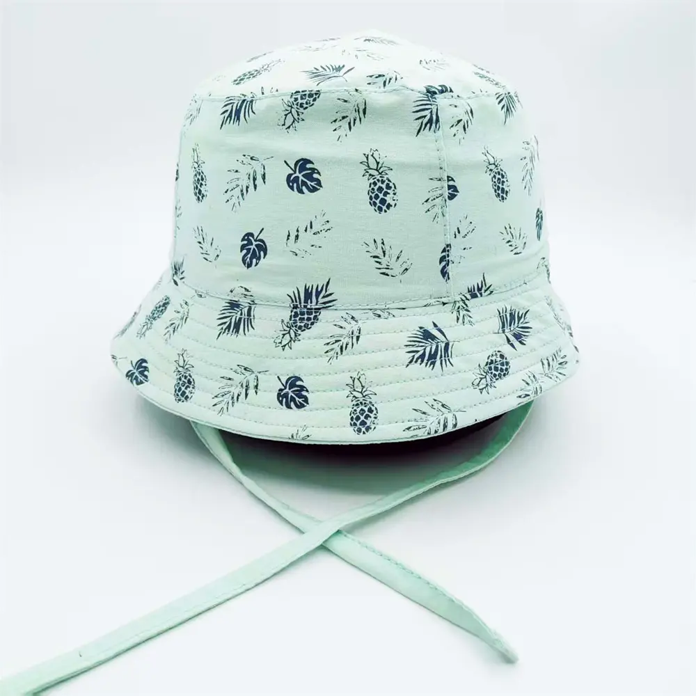 Custom Light Green Leaf Print Cotton Baby Sun Hat – Safe Outdoor Accessory from China Suppliers and Factory for 0-24M Manufacturer, Factory