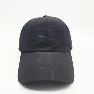 Black Breathable Running Cap with Ventilation Holes