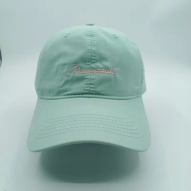 China Mint Green Baseball Cap with Pink Script Embroidery – Cute Women’s Summer Hat Manufacturers, Factories