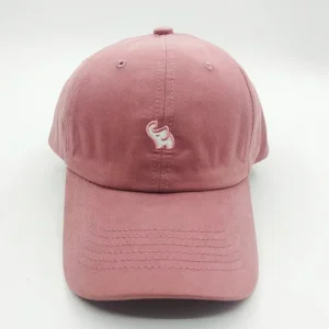 Custom Pink Cotton Baseball Cap with Elephant Embroidery