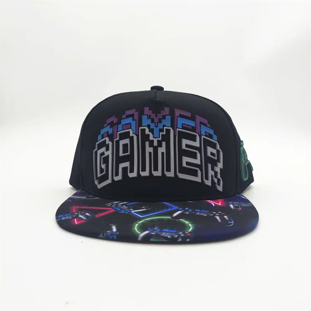 China China Suppliers Factory 5-Panel GAMER Hip Hop Cap for Gaming Culture - Black with Gaming Graphics Supplier, Factories