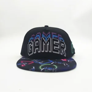 Custom Stylish Black GAMER 5-Panel Hip Hop Cap