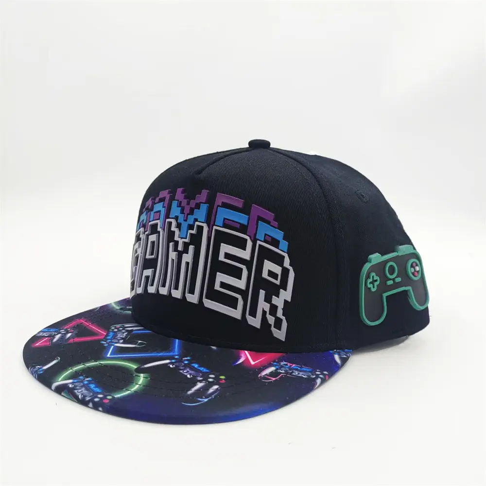 China China Suppliers Factory 5-Panel GAMER Hip Hop Cap for Gaming Culture - Black with Gaming Graphics Supplier, Factories