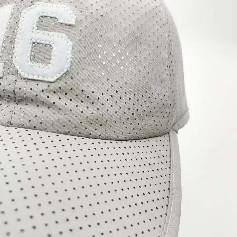 China Light Grey Breathable Baseball Cap with “16” Patch – Custom Sports Hat Manufacturer, Suppliers