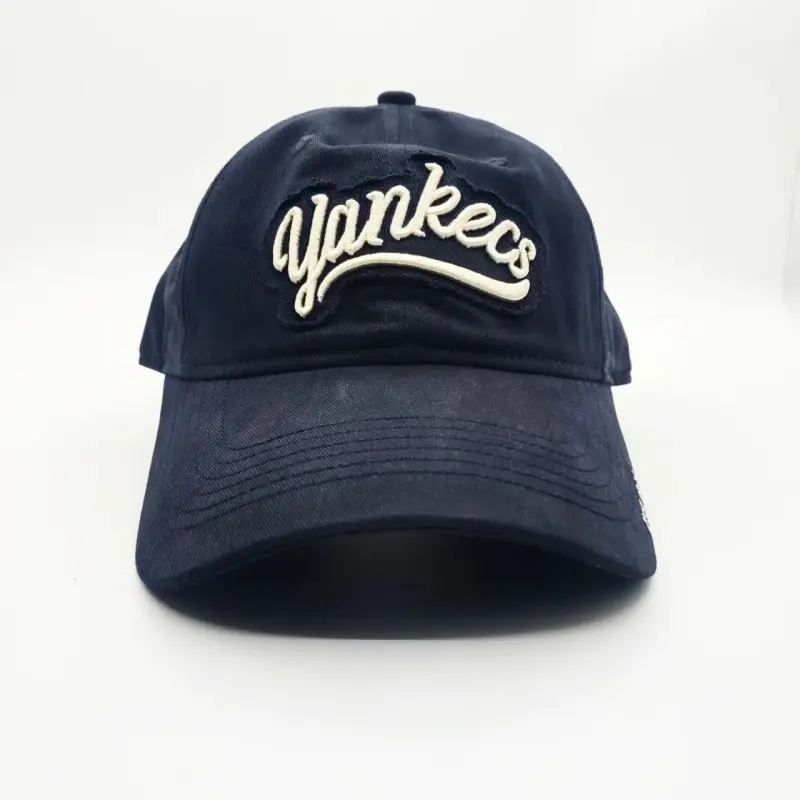 High-Quality Vintage Navy Cotton Baseball Cap with 3D Yankecs Embroidery Supplier, Factories
