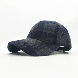 Custom Plaid Wool Baseball Cap for Winter