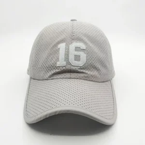 China Light Grey Breathable Baseball Cap with 16 Patch