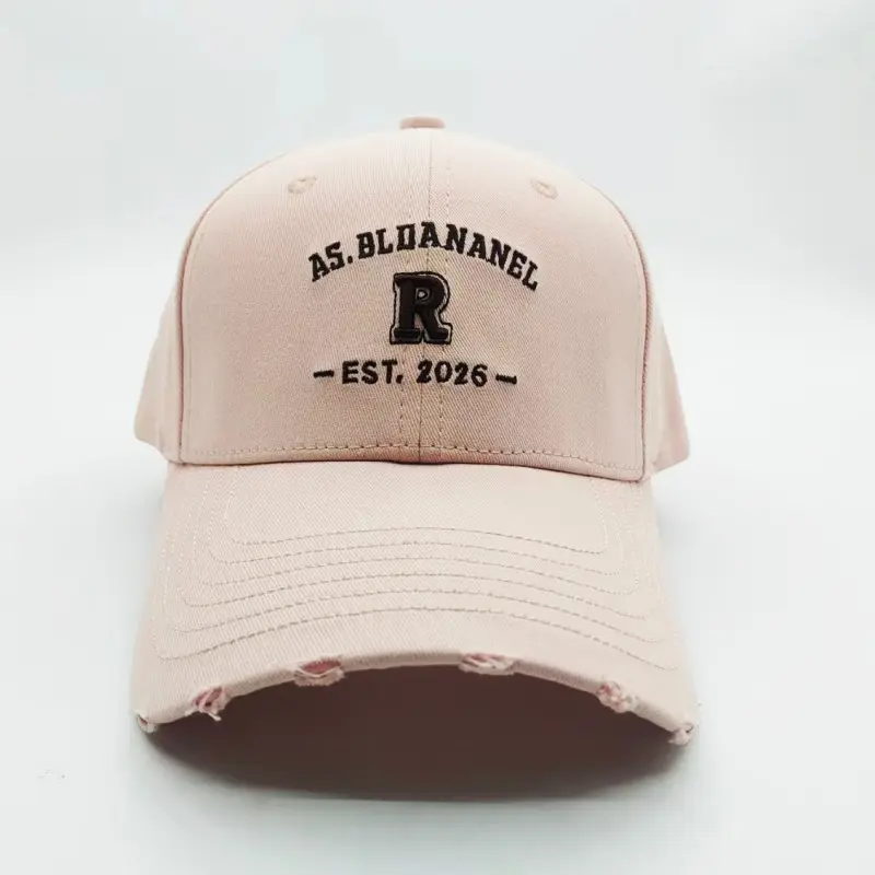 Custom Vintage Distressed Washed Cotton Baseball Cap with Embroidered R Logo Manufacturer, Factories