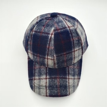 Plaid Tweed Baseball Cap — British Style Winter Hat