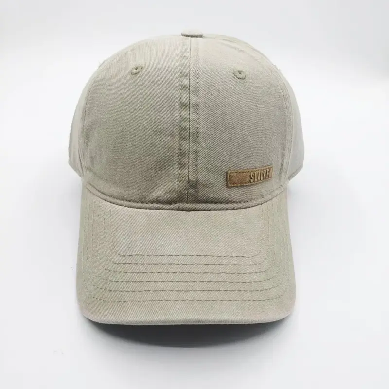 High-Quality 2026 Washed Cotton Baseball Cap with Brown Leather Patch – Vintage Style Manufacturer, Factories
