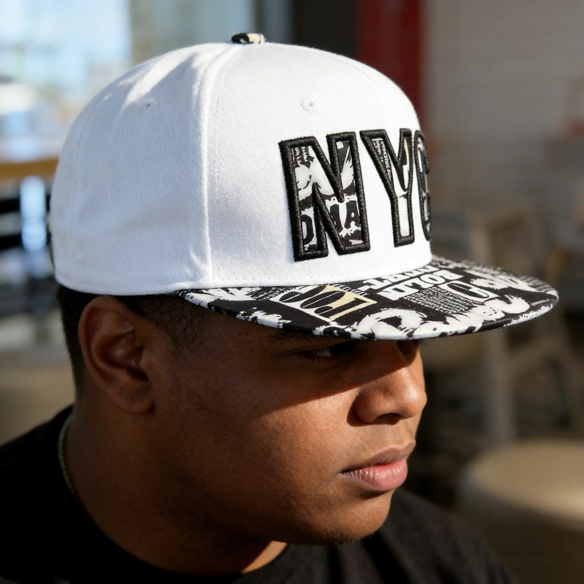 Custom New York Flat Bill Hip Hop Cap - NYC Embroidered Snapback Hat Manufacturer, Supplier