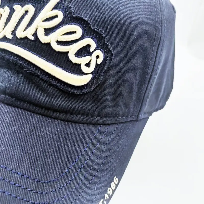 High-Quality Vintage Navy Cotton Baseball Cap with 3D Yankecs Embroidery Supplier, Factories