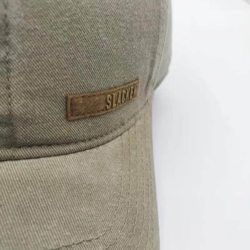 High-Quality 2026 Washed Cotton Baseball Cap with Brown Leather Patch – Vintage Style Manufacturer, Factories