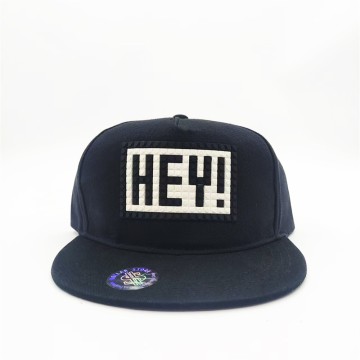Deconstructed Cotton Twill Black Snapback Cap