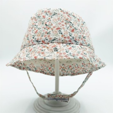 Floral Baby Sun Hat — Adjustable Cotton Fisherman Cap