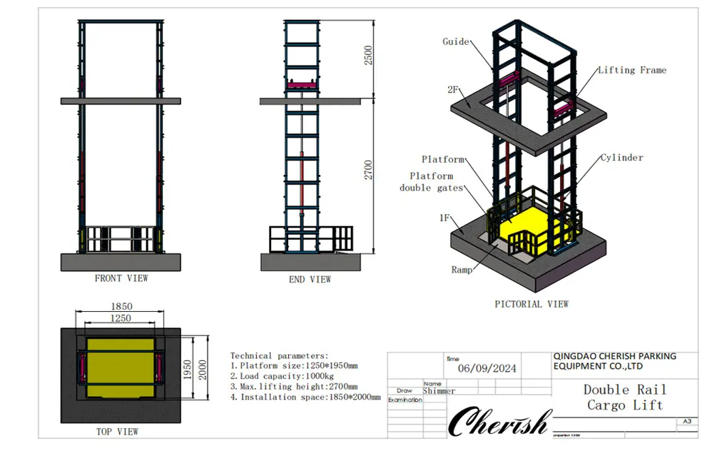 Freight Elevator Drawing
