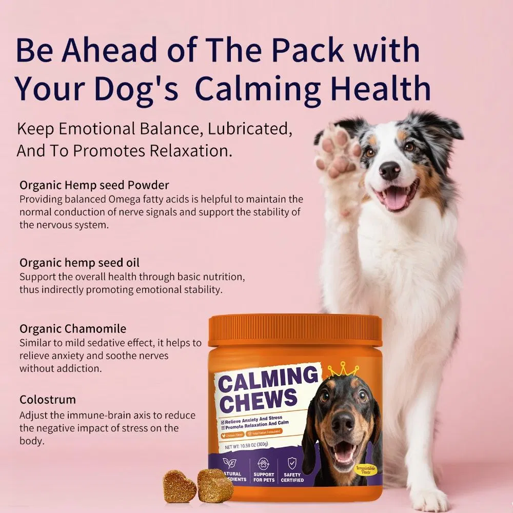 OEM Soft Chews for Dogs and Cats Pet Health Care Supplement for Anti-Stress and Anxiety Peaceful Calming Chews for Pets