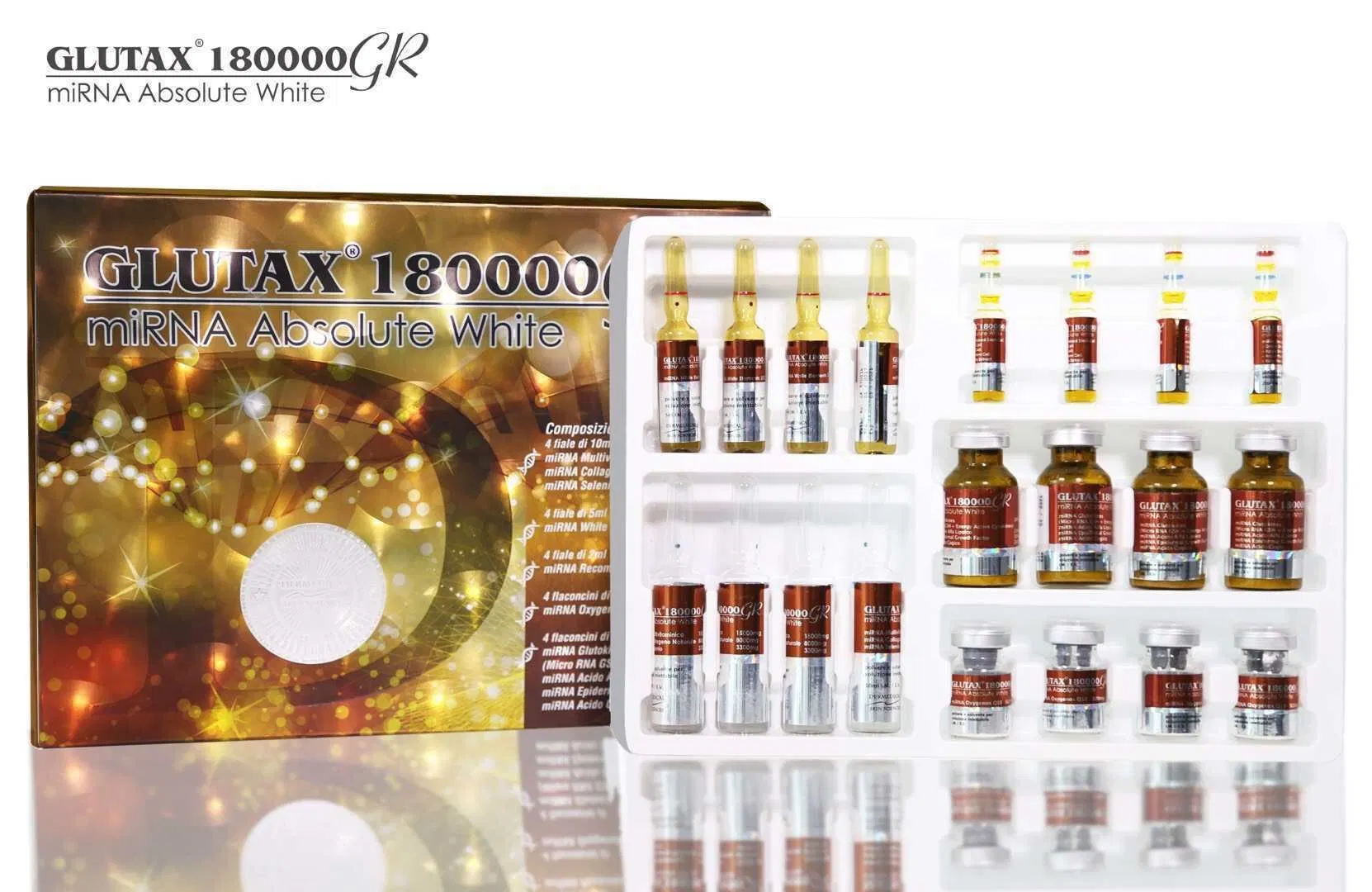 Italy Brand Most Popular Whitening Injection Glutax 180000 Gr Glutathione Injection Facial Body Skin Whitening