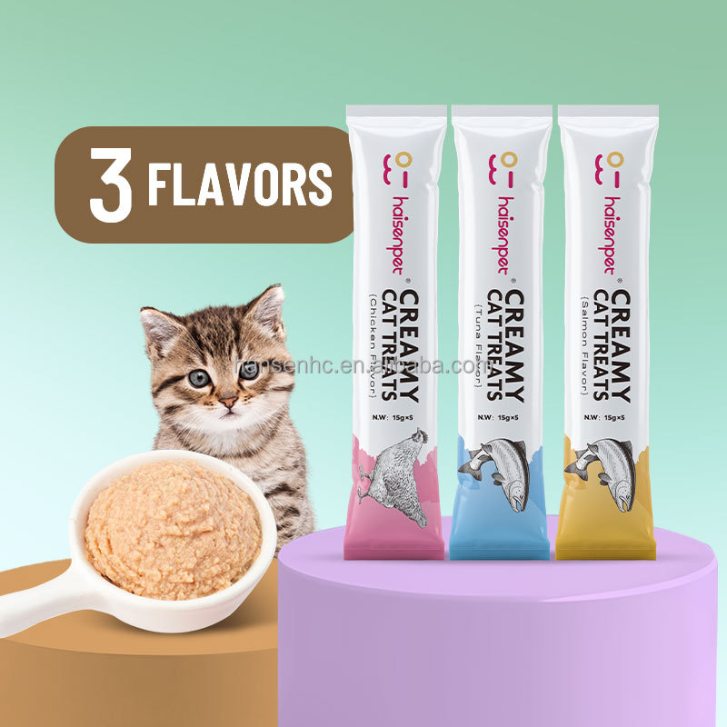 OEM Adequate Stock Wholesale No Artificial Preservatives Multiple Flavors Hypoallergenic Wet Cat Creamy Treats