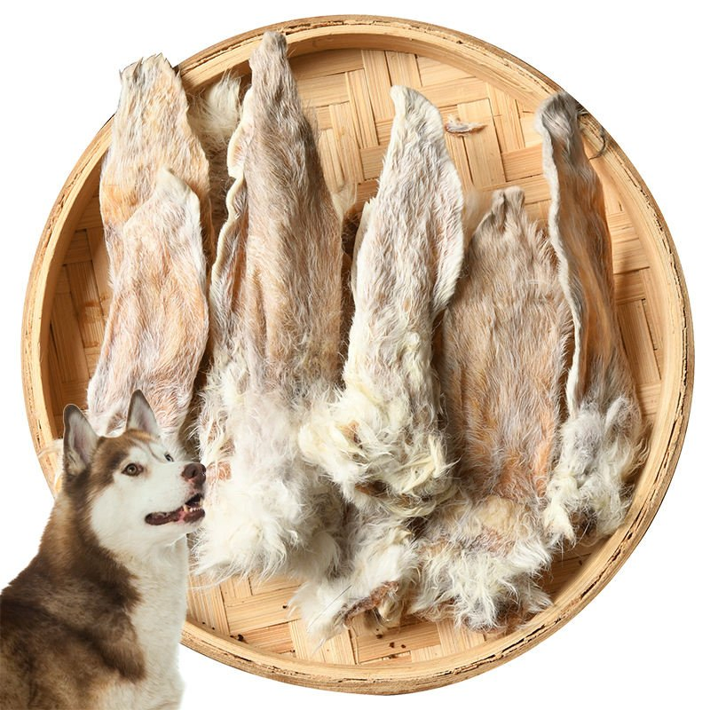 Factory Wholesale Dog Dental Health Chewing Treats Dried Snack Dehydrated Rabbit Ears with Face Fur Hair for Training Rewards