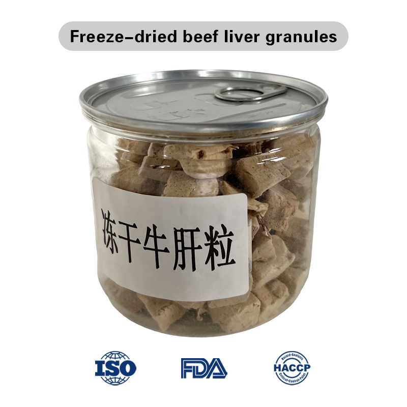 Freeze-Dried Pet Treats in Various Flavors: Chicken, Beef, and Tuna.