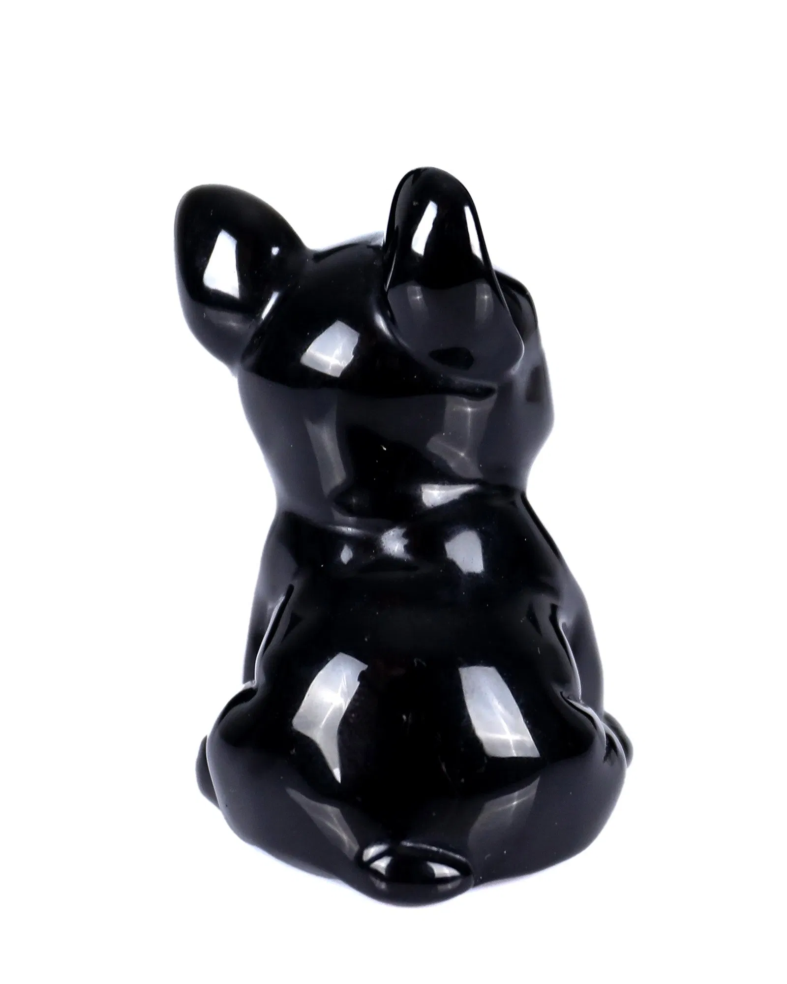 3.0 Inch Natural Crystal Animal Carved Black Obsidian Dog Carvings