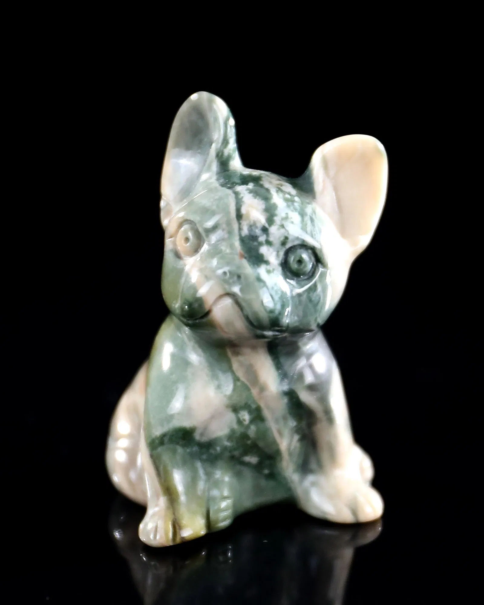 2 Inch Wholesale Halloween Crystal Carvings Natural Jiulong Jade Crystal Dog Figurine